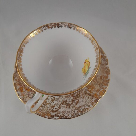 Collingwoods Wide Mouth Golden Rose Tea Cup & Saucer - Picture 5 of 16